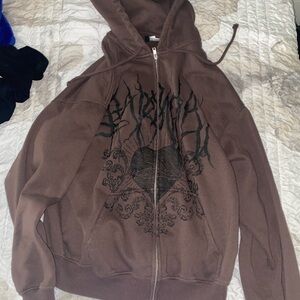 H&M Chocolate Brown Graphic Hoodie